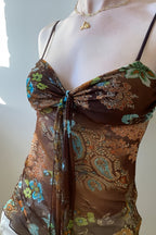 Vintage Print Slim Fit Cami Top