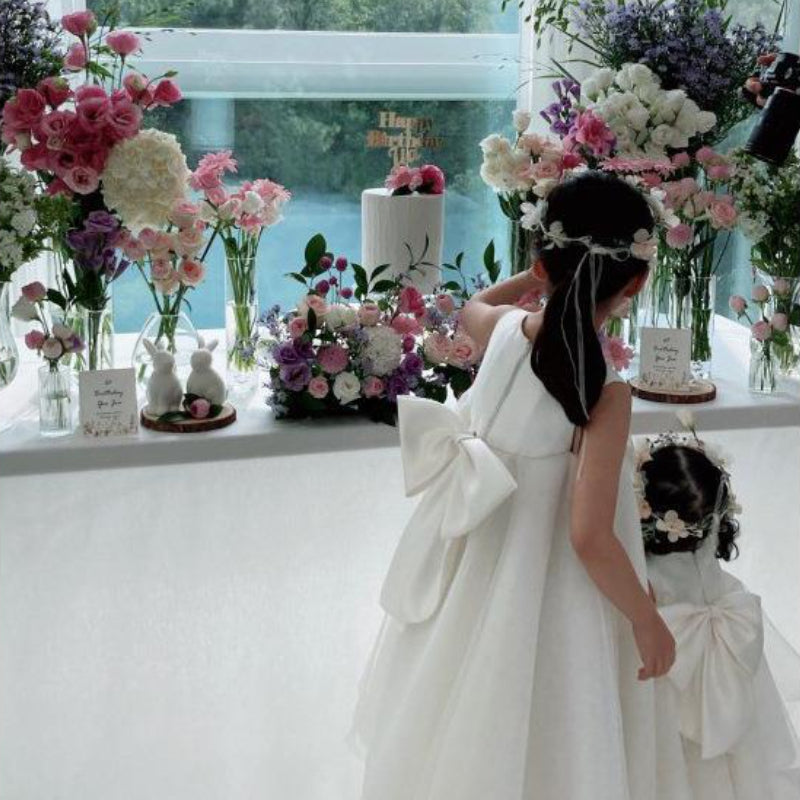 Vestido de comunión para niña, vestido de princesa con lazo 
