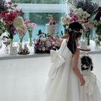 Vestido de comunión para niña, vestido de princesa con lazo 