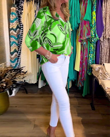 Long Sleeve Loose Printed Blouse(Buy 2 Free Shipping)