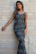 Sexy Floral Bodycon Spaghetti Strap Maxi Dress