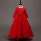Mädchen Kommunionkleid, elegantes, langärmeliges Prinzessinnenkleid für festliche Anlässe 