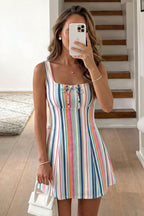 High Waist Bow Slim Fit Cami Mini Dress