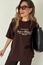 Minimalist Casual Cotton Letter Print Short Sleeve T-shirt
