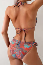 Printed Halter Tie Sexy Bikini Set