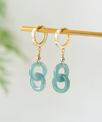 Art Blue – Tropfenohrringe aus Sterlingsilber mit Jade-Vergoldung und Ping-Schnalle 