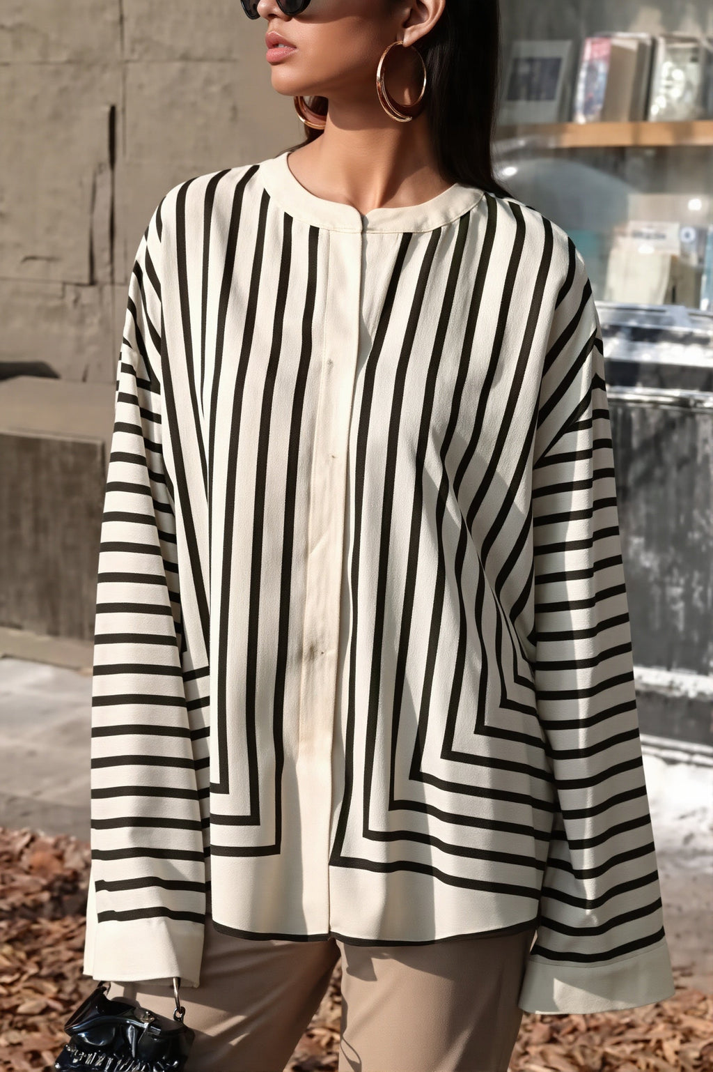 Casual Striped Loose Open Blouse