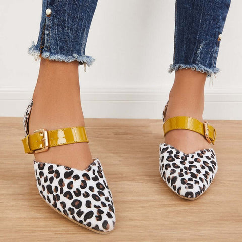 Block Low Heel Mary Jane Pumps Pointed Toe Buckle Dress Shoes