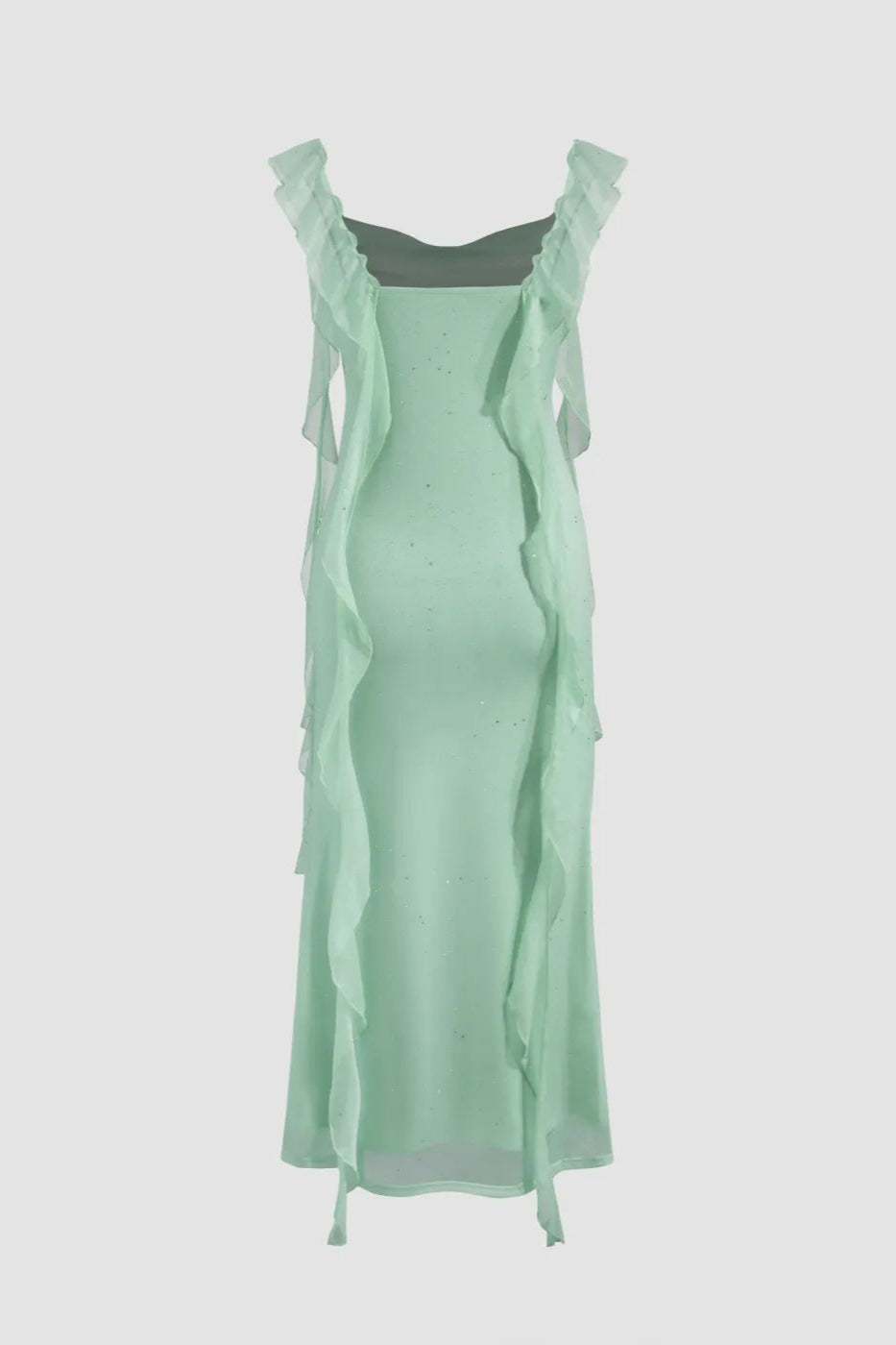 Shiny Flouncy Ribbon Elegant Maxi Dress