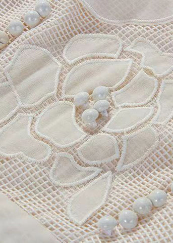 Floral Apricot V-Ausschnitt Aushöhlen Baumwolle Kleider Ärmellos 