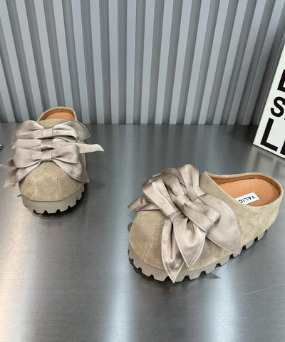Fashion Yellow Bow Versatile Platform Bottom Slippers