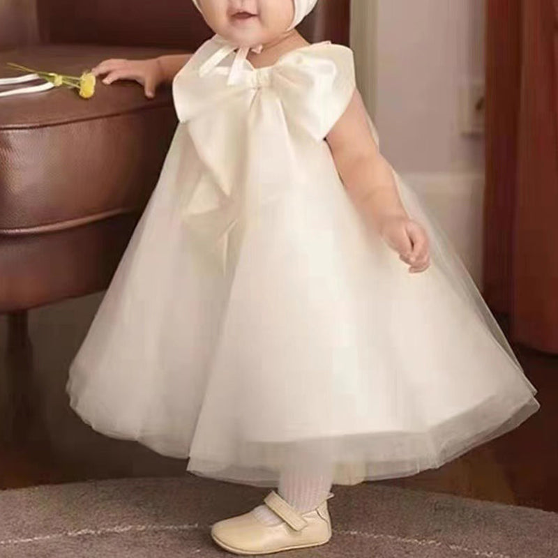 Vestido de primera comunión para niña, vestido formal de princesa, vestido de verano con lazo para fiesta de cumpleaños 