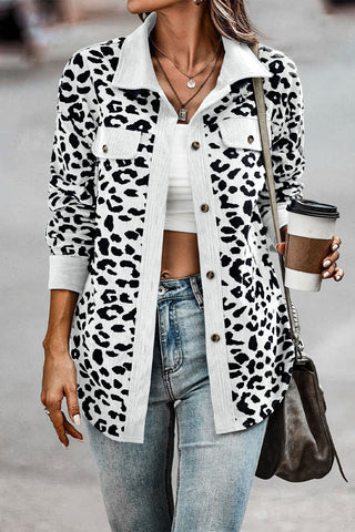 Casual Sweet Leopard Pocket Turndown Collar Tops(4 Colors)