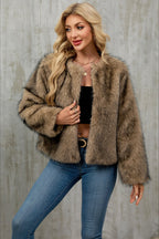 Plush Short Fur Open Cardigan Coat