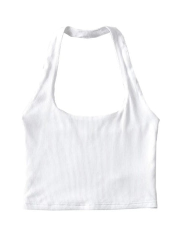 Sexy Frauen Crop Top 2024 Sommer Doppel Neckholder Tops Ärmellose Tanks 