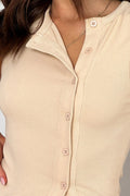 Ribbed Button Basic Cardigan