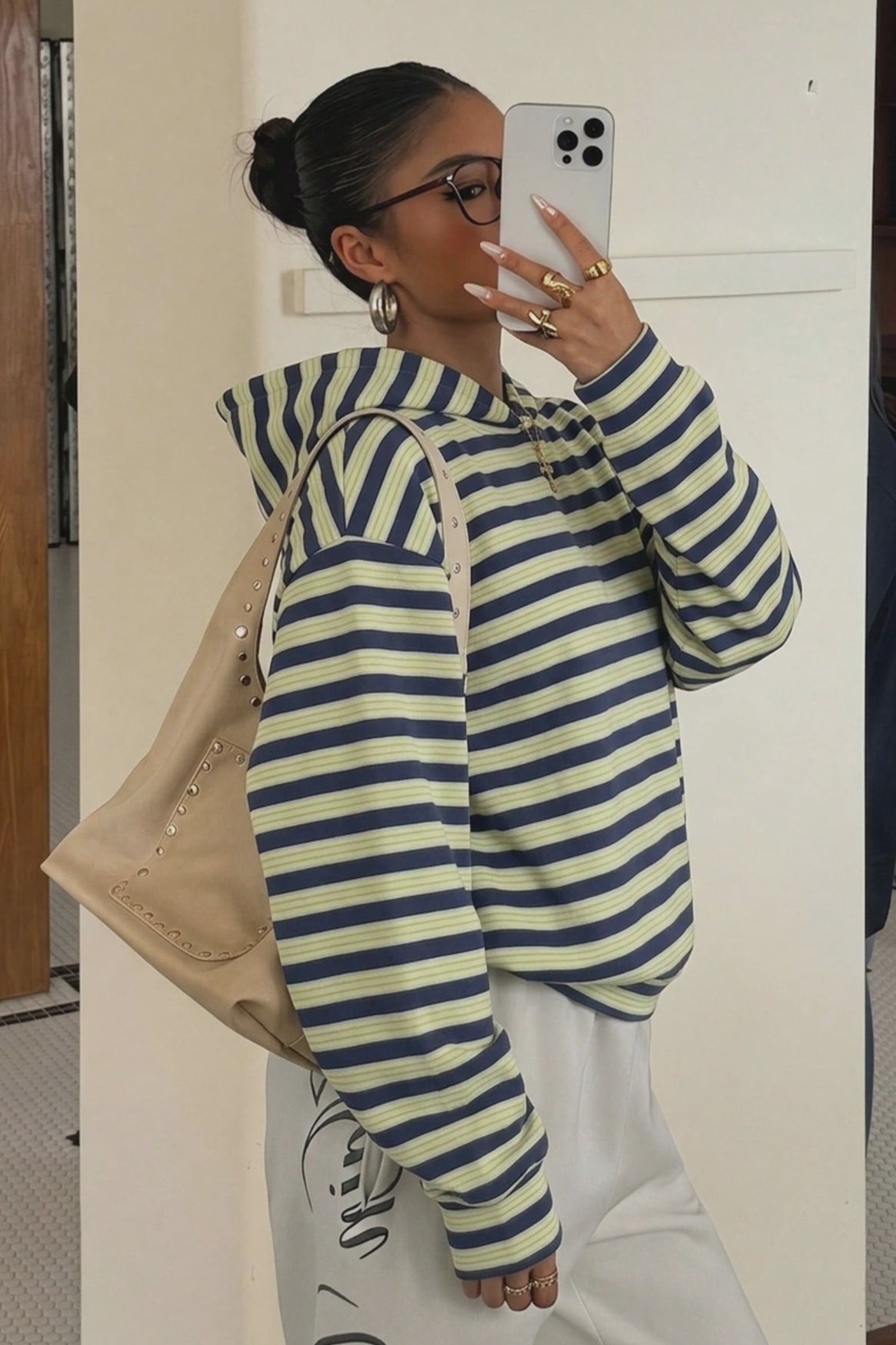 Striped Colorblock Pullover Hoodie