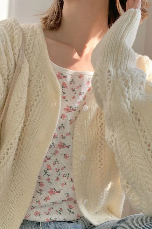 Lightweight Hollow Knit Vest Cardigan