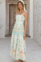 Fresh Linen Floral Swing Boho Dress