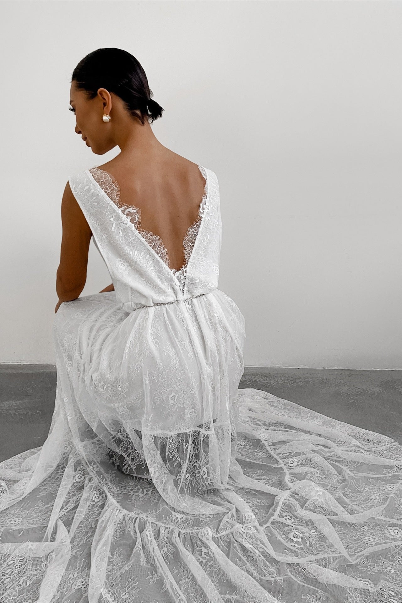 Sexy Solid V Neck Loose Lace Maxi Dress