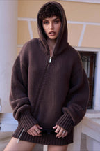 Vintage Asymmetrical Zipper Solid Loose Comfort Sweater