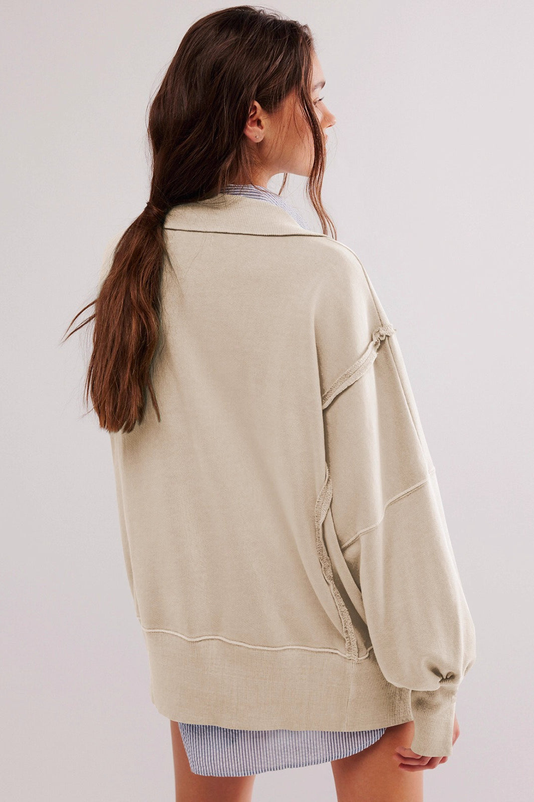 Oversized Split Collar Sweatshirt