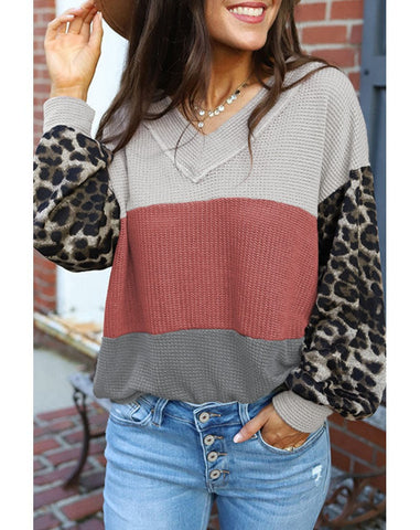 Sweater Women Long Sleeve Autumn Leopard Splicing Street Pullover Sweater Women