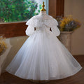 Vestido de lentejuelas blancas para niña, vestido de cumpleaños para niña pequeña, vestido de comunión para niña pequeña 