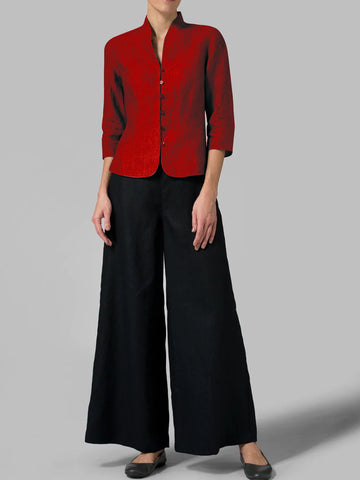 Schlanker, modischer Mantel aus Baumwolle und Leinen 