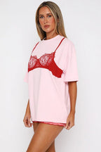 Corset Print Casual Loose Short Sleeve T-shirt