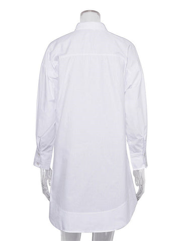 Camisas blancas holgadas de moda para mujer, cárdigan de retazos transparentes, abrigo con solapa, blusa ajustada de manga larga de gran tamaño. 