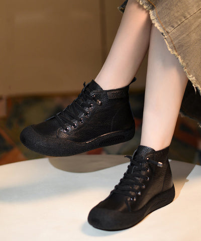 Braune Stiefel Rindsleder Vintage Splicing Cross Strap 