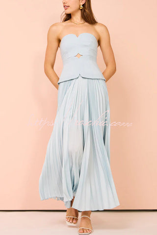 Vestido maxi ajustado con patchwork plisado y top de tubo sexy 