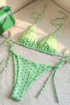Vintage Polka Dot Tie Sexy Bikini Set