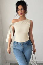 Knot Tie One Shoulder T-shirt