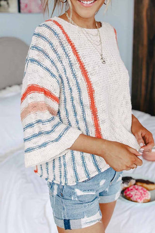Chicindress – Gestreifter Colorblock-Pullover 