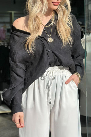 Blusa informal sencilla con cuello vuelto y bolsillos lisos (4 colores) 