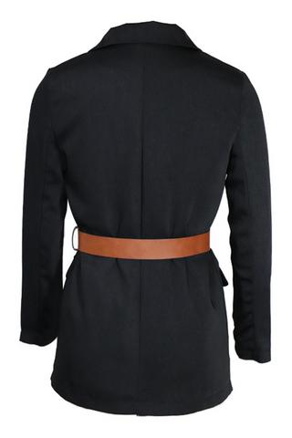 Prenda exterior de cuello vuelto con parches lisos de calle (3 colores) 