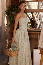 Chic Vintage Floral Cami Slim Fit Maxi Dress