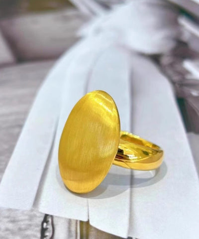 Anillos modernos en forma de huevo de paloma de oro amarillo de 14 quilates 