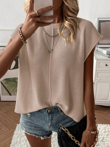 Women Solid Color Bat Sleeve Sweater Top