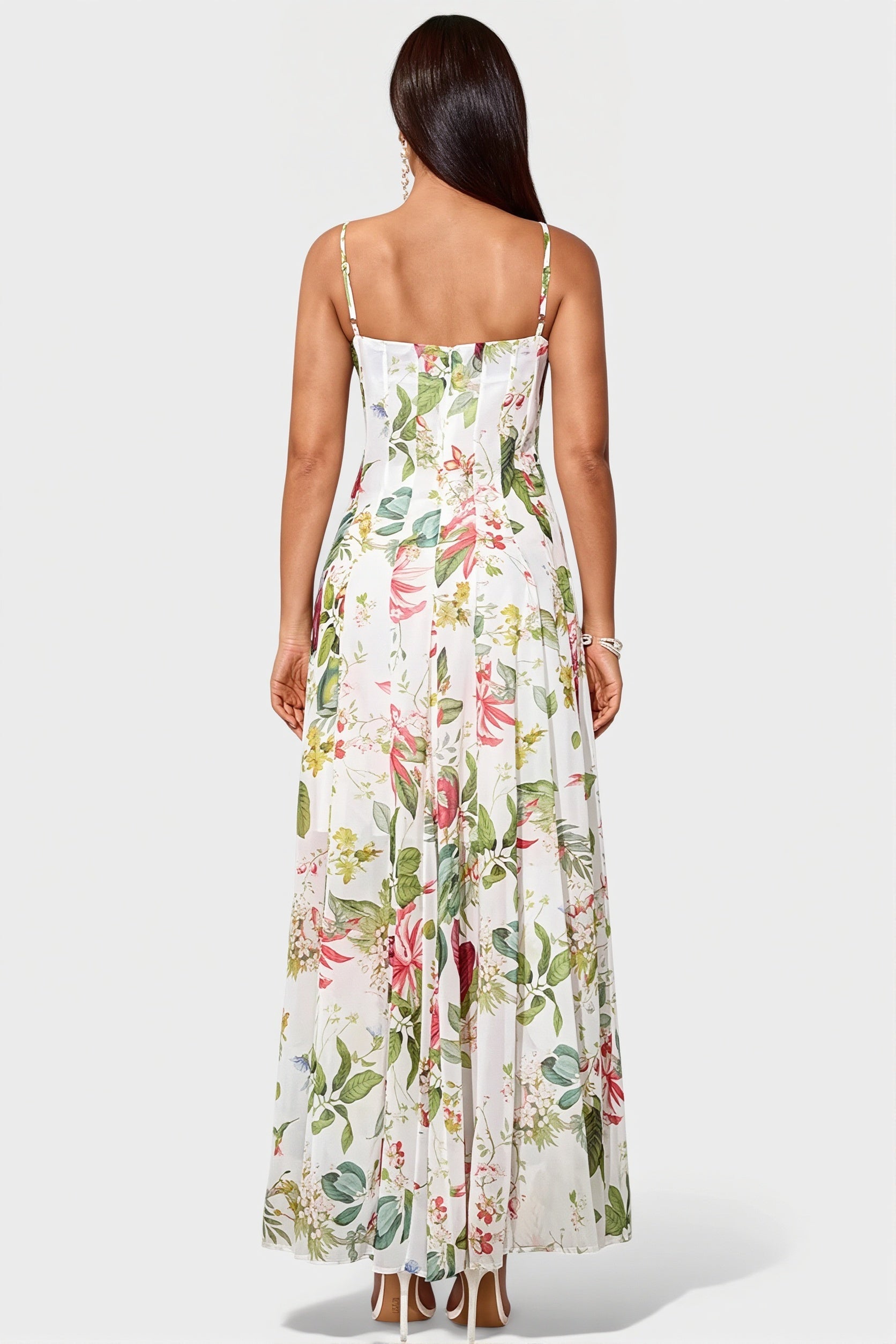 Fresh Print Cami Swing Long Boho Dress