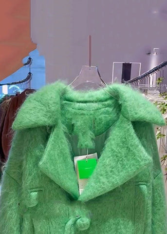 Nuevos abrigos de lana de manga larga con diseño bajo y alto y botones verdes 