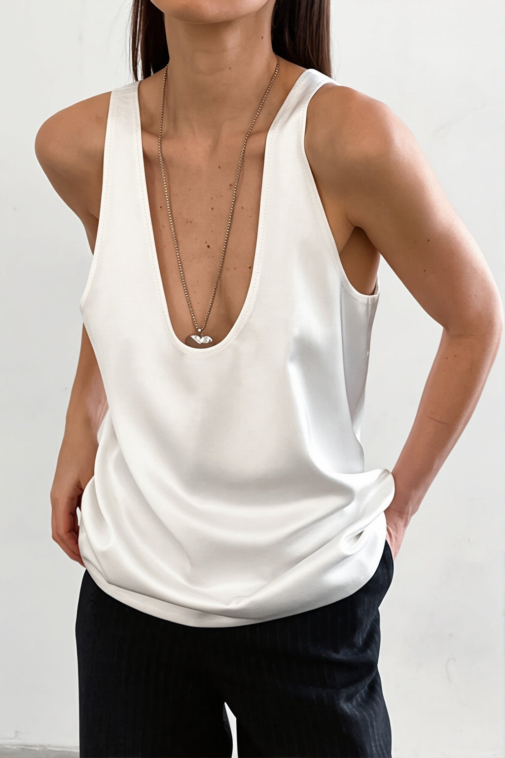 Chic Ice Silk Deep V Layering Cami Top