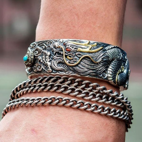 Sterling Silver Flying Dragon Bracelet