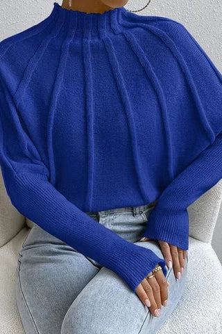 A-Linien-Pullover aus gerippter Wolle für Damen im modischen Design 