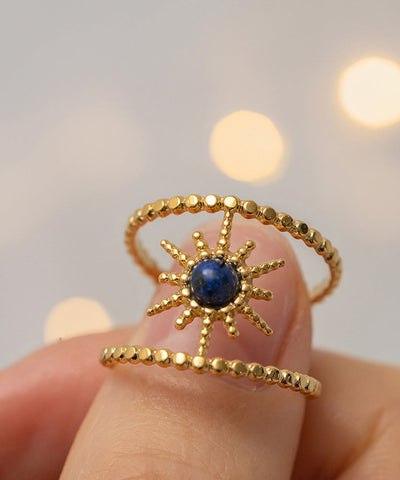 Boho Gold Sterling Silber Overgilt Türkis Edelstein Ring Dreiteiliger Ring 
