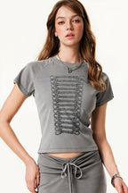 Street Style Vintage Washed Print T-shirt