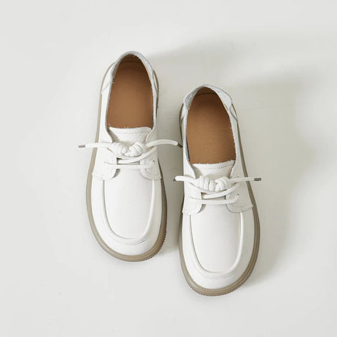 Zapatillas de piel auténtica para mujer 2024, nuevas, con cordones, mocasines planos informales con suela de tendón de vaca, zapatos de enfermera para mujer 