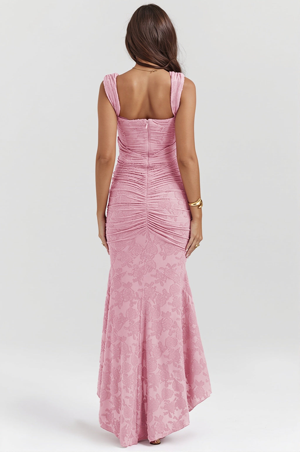 Floral Lace Bandeau Bodycon Maxi Dress